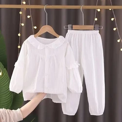 Pijama bebé en lino y algodón para niña - cuello redondo suave