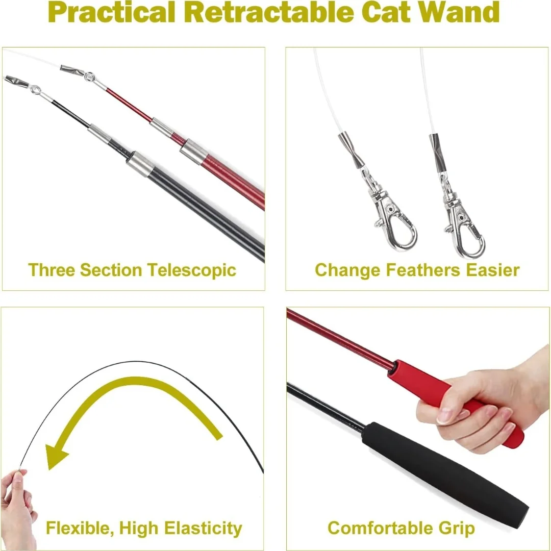 Varita de plumas retráctil para gatos – Suave y divertida - imagen 2