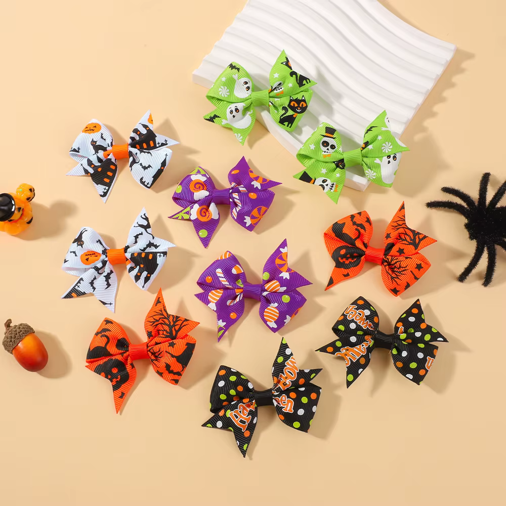 Pinzas para el pelo infantiles con lazo de calabaza Halloween - imagen 5