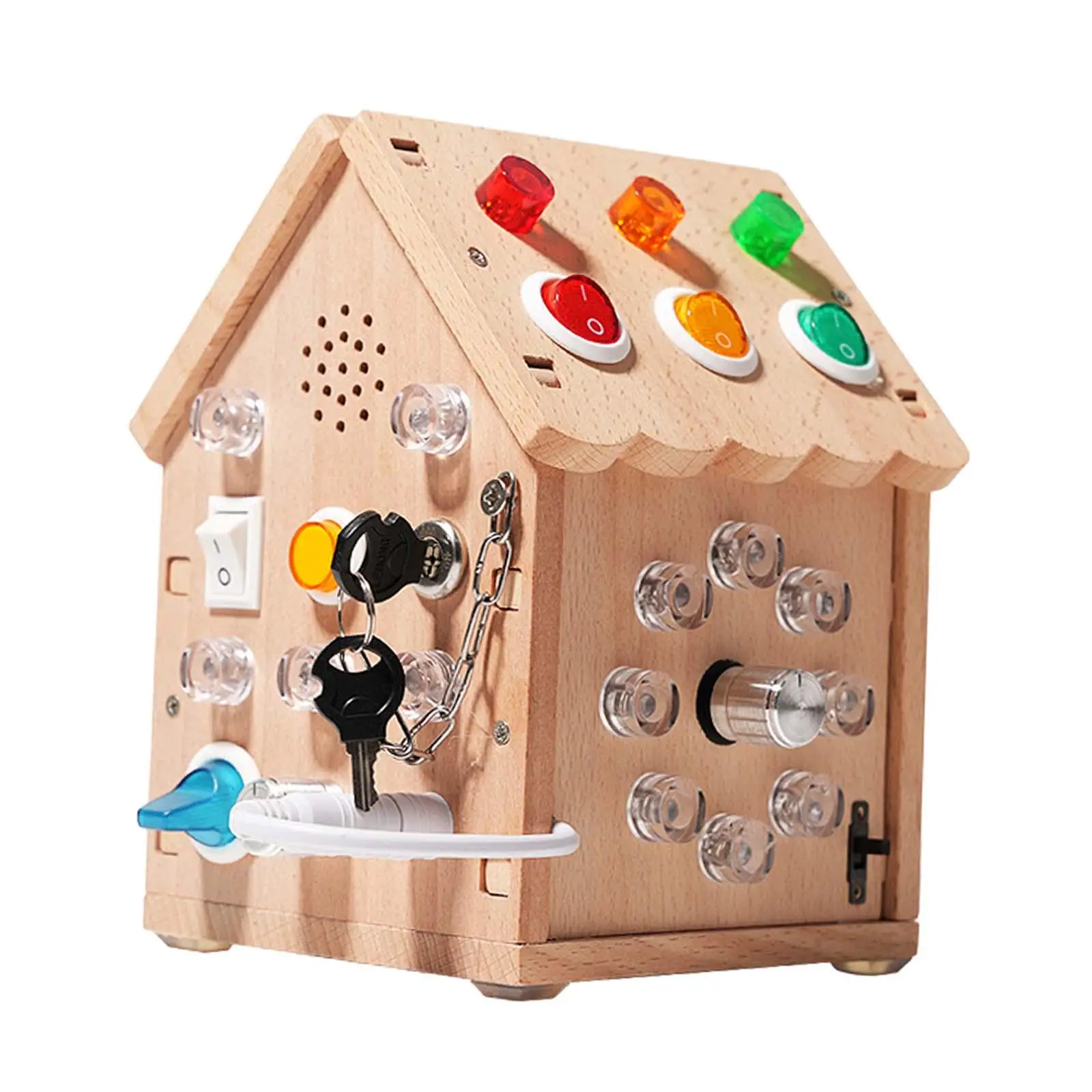 Tablero ocupado de madera Montessori para habilidades motoras
