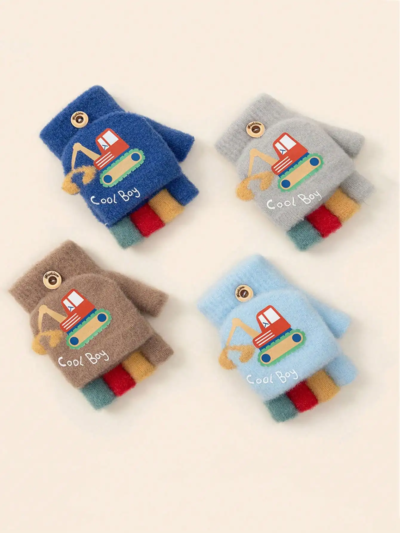 Detalle del diseño abatible de los guantes infantiles