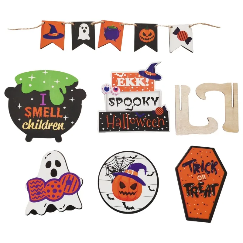 Bandeja en capas de madera fantasma para decoración Halloween infantil - imagen 3