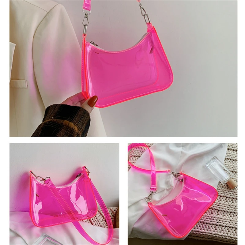 Bolso bandolera transparente de PVC estilo vintage para diario - imagen 3
