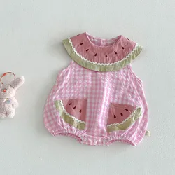 Body de verano para bebé – algodón suave con sandía y cuadros