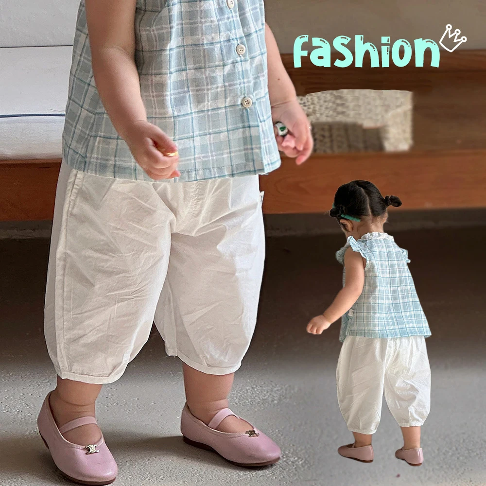 Pantalones capri de algodón fino para niñas – holgados y lisos - imagen 5