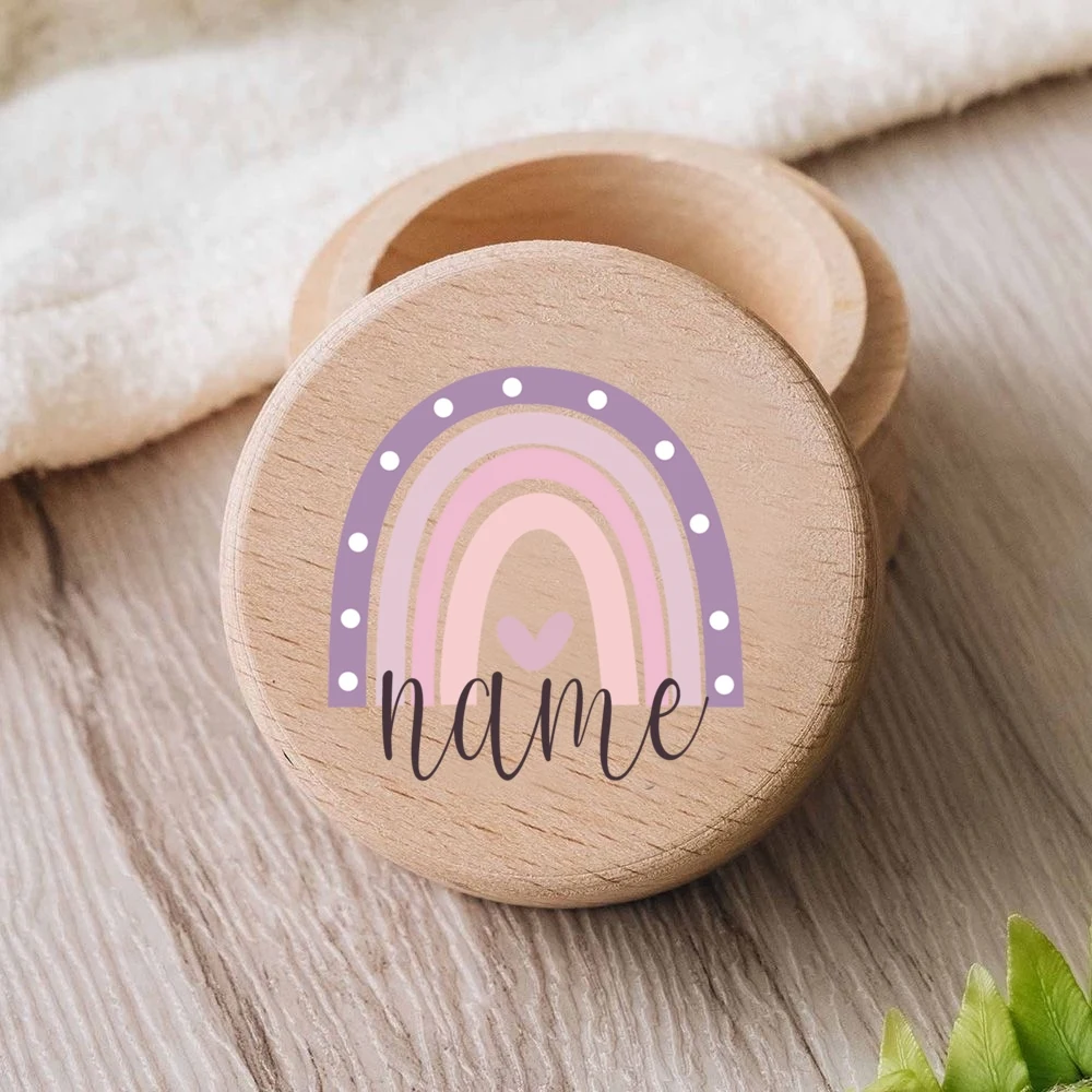Caja de dientes arcoíris personalizada con nombre para bebé - imagen 4