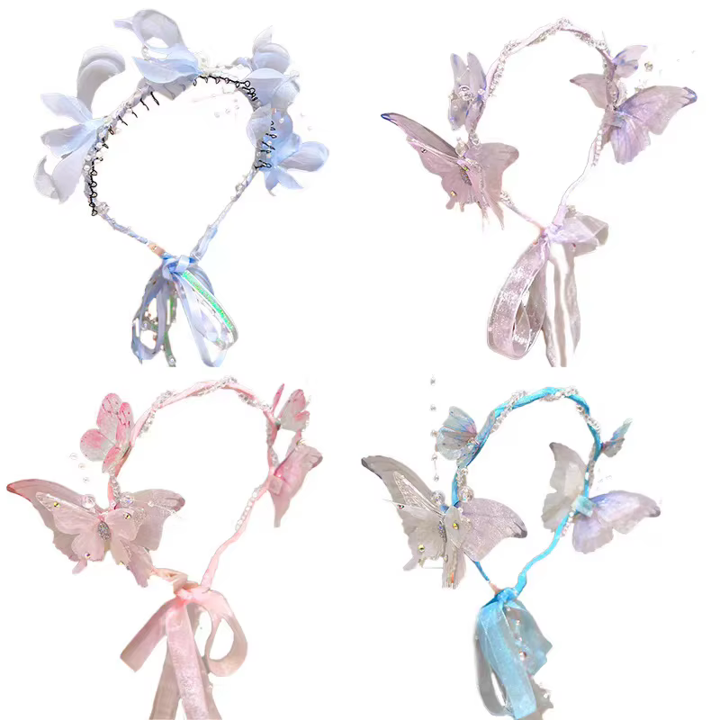 Diademas de tul con mariposas grandes para niñas, estilo hada elegante - imagen 4
