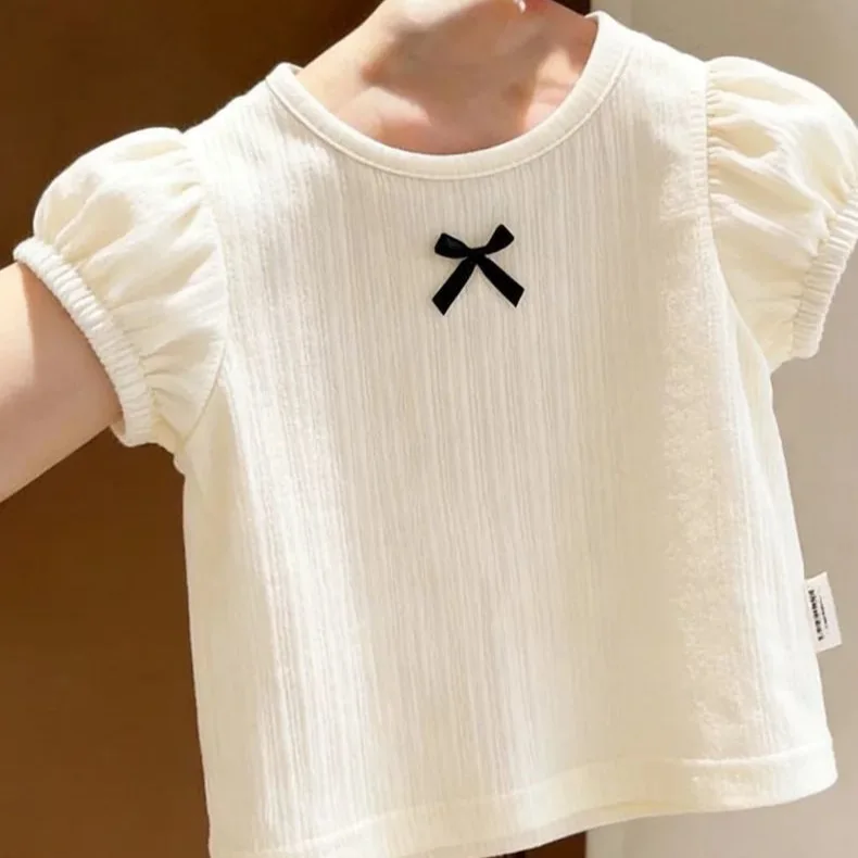 Camiseta de niña de verano con mangas abullonadas estilo coreano - imagen 3