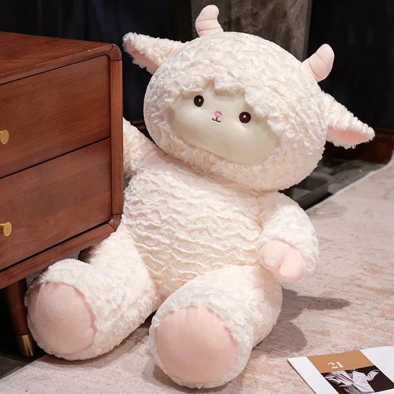 Peluche de oveja cordero blanco estilo tierno, suave y abrazable