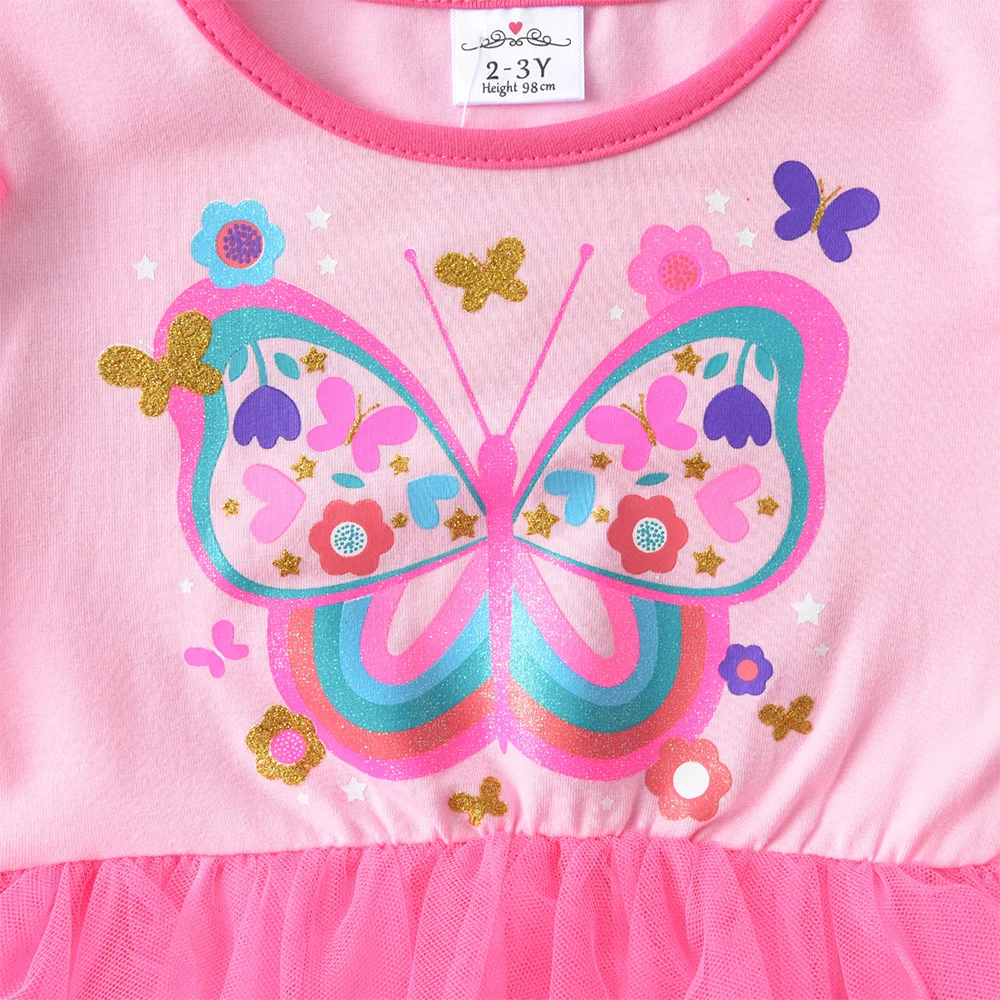 DXTON vestido princesa de malla manga larga con mariposas - imagen 5