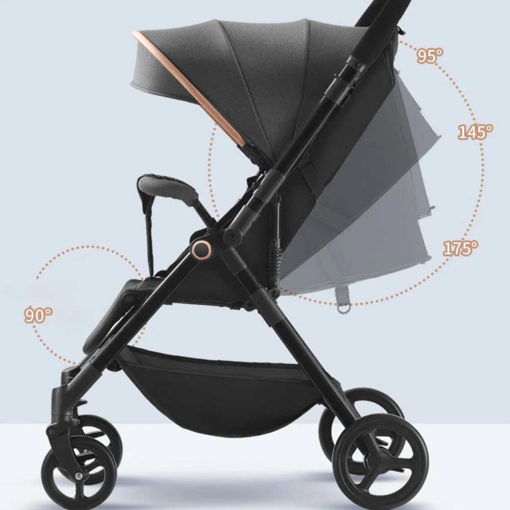 Cochecito de bebé plegable ultraligero con suspensión 4 ruedas bidireccional - imagen 3