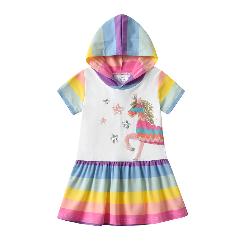Vestido colorido DXTON para niñas con capucha