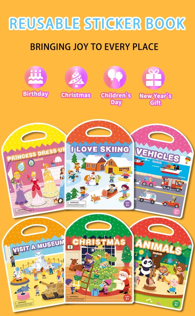 Juego de pegatinas de gelatina reutilizable para niños