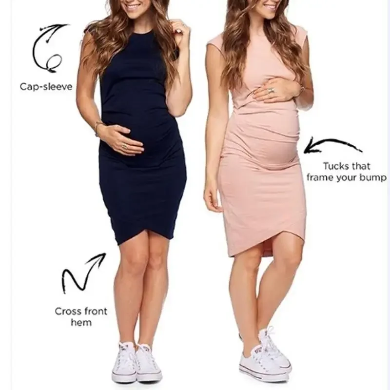 Vestido de embarazo sin mangas ceñido para otoño, informal - imagen 5