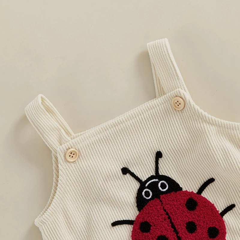 SUNSIOM Mameluco bebé sin mangas bordado con mariquita y abeja - imagen 2
