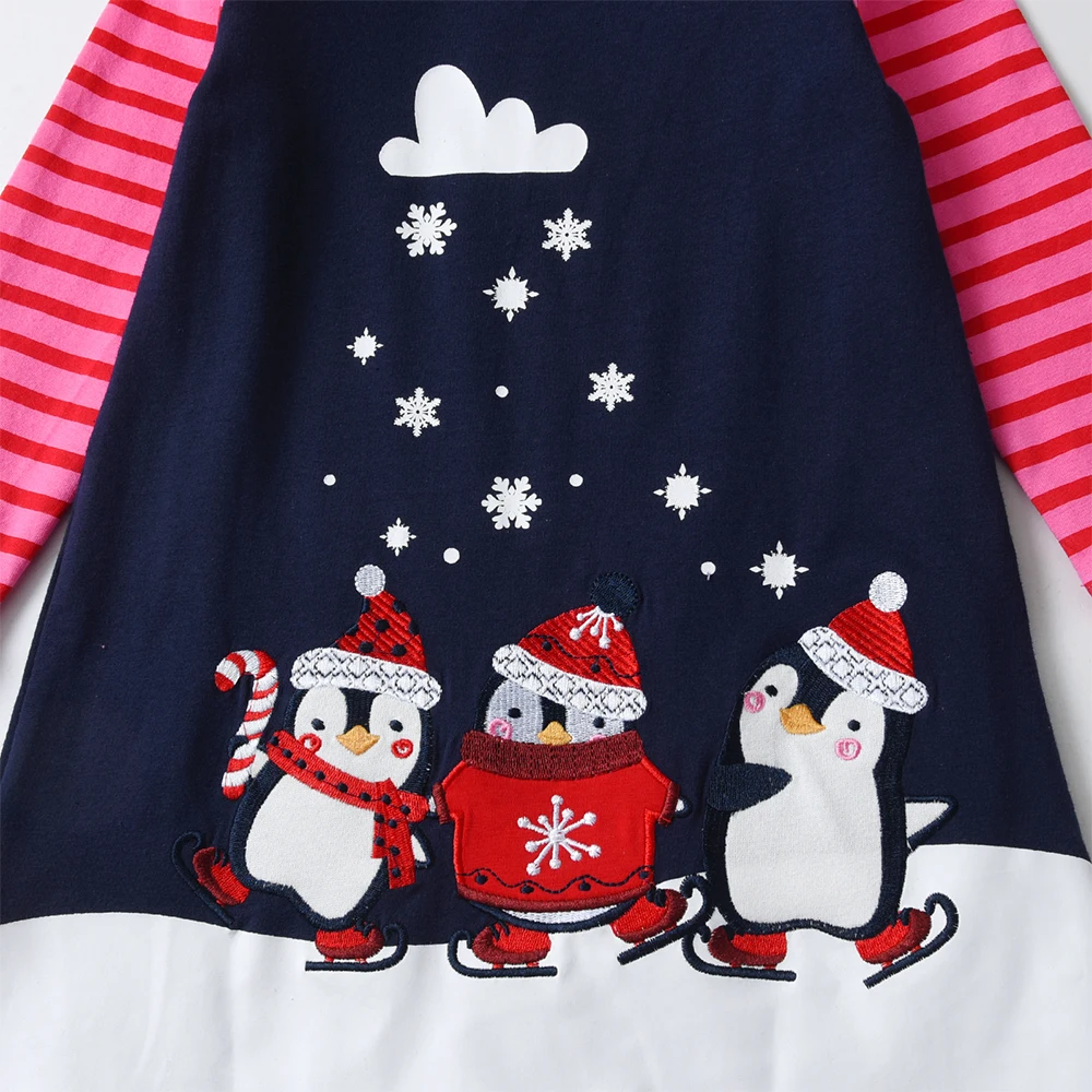DXTON vestido de niña a rayas de algodón – Navidad muñeco de nieve - imagen 3