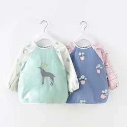Babero impermeable de algodón para bebé con manga larga y delantal