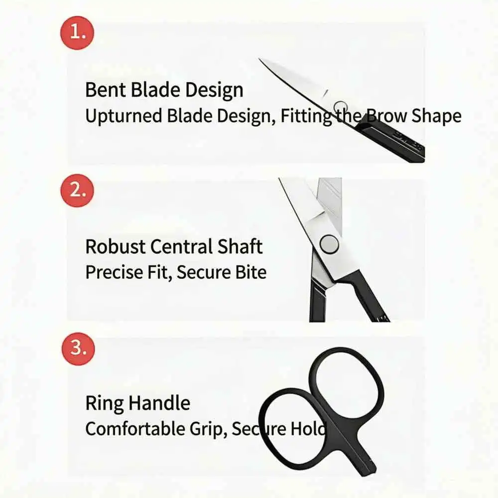 Pinzas para cejas de acero inoxidable con puntas curvas y tijeras - imagen 5