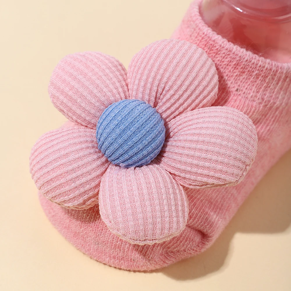 Calcetines antideslizantes florales de punto suave para recién nacidos - imagen 2