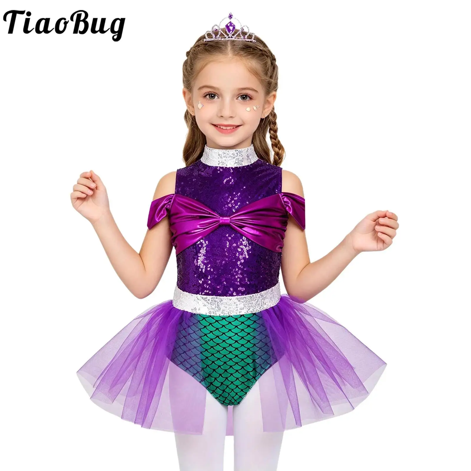 Vestido de ballet niña con tutú sirena y lazo de tul