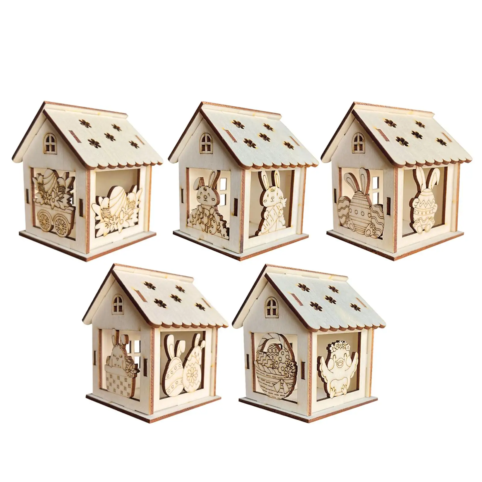 Kit de manualidades de pascua para casitas de madera con resorte - imagen 3