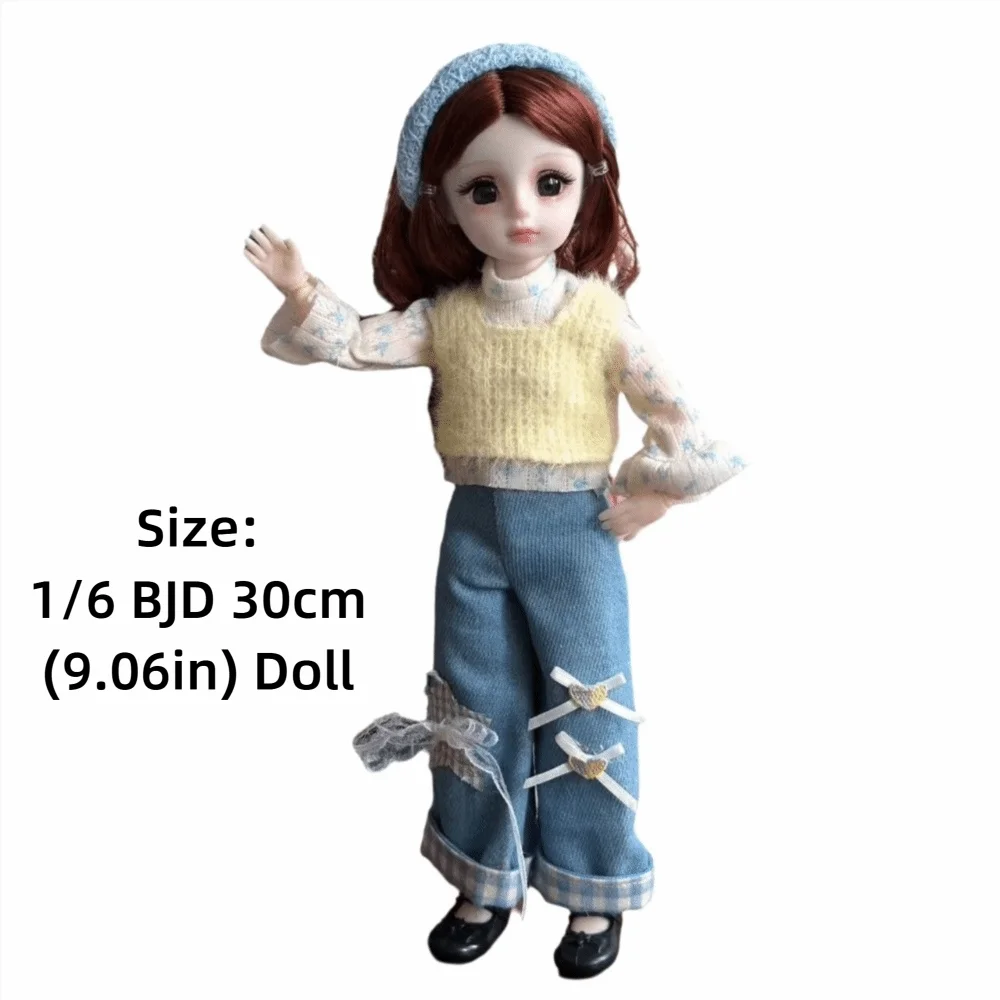 Conjunto completo de ropa informal BJD con suéter, abrigo y vestido en tonos neutros