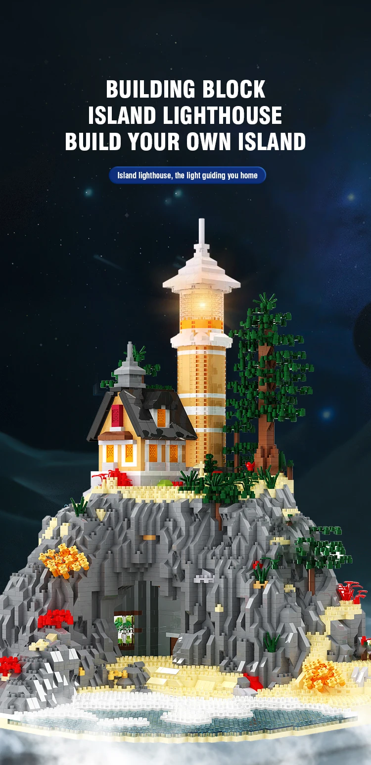 Faro de micro bloques con diseño detallado