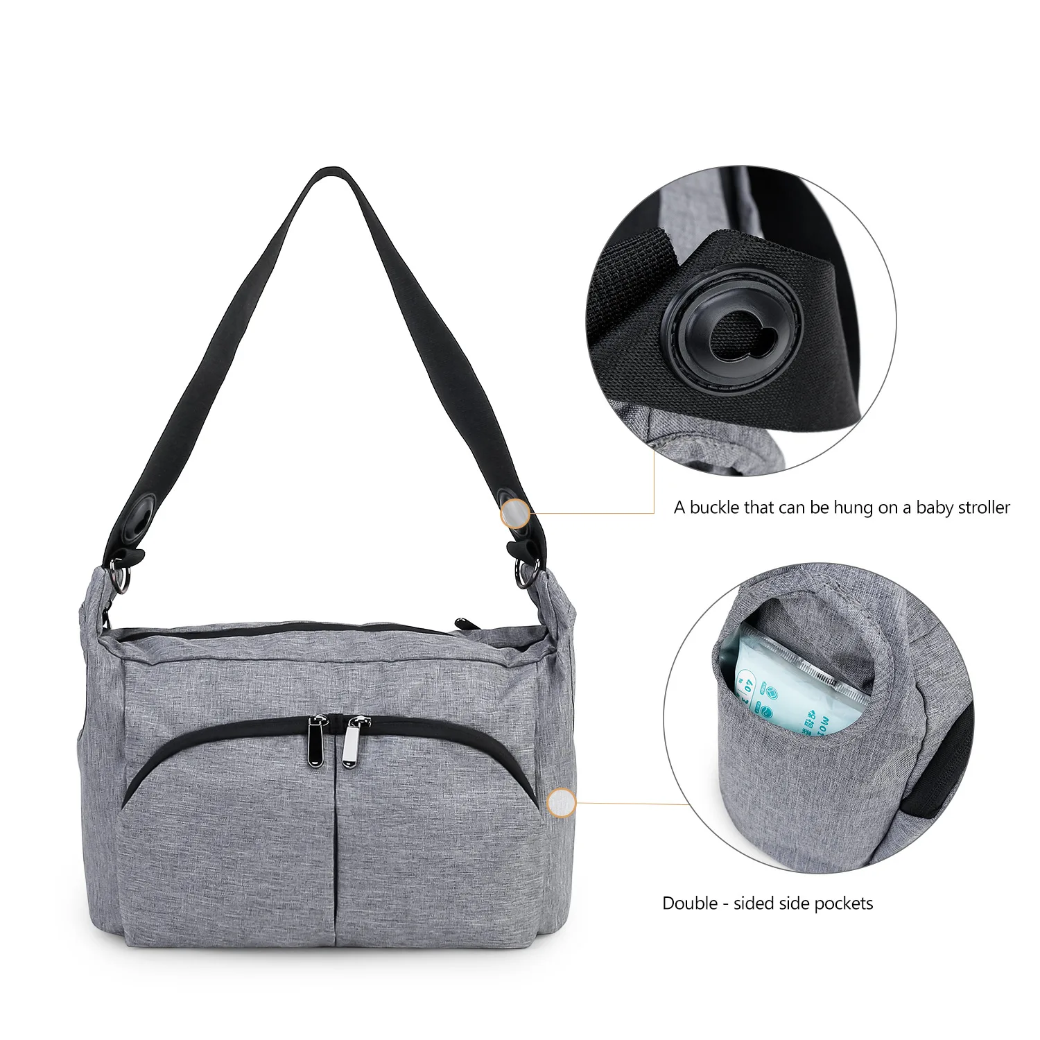 Bolsa de maternidad para cochecito al hombro con ganchos - imagen 2