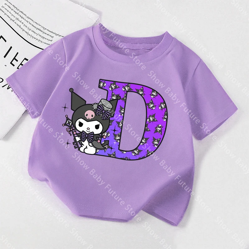 Camiseta Kuromi morada para niña, manga corta de verano - imagen 2