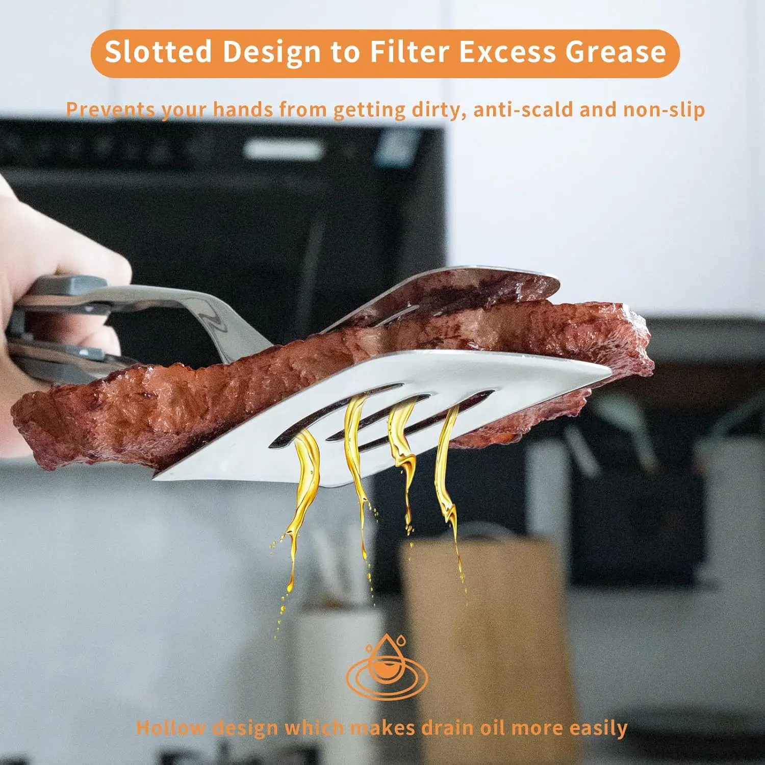 Pinza de cocina de acero inoxidable multiusos - Resistente y versátil