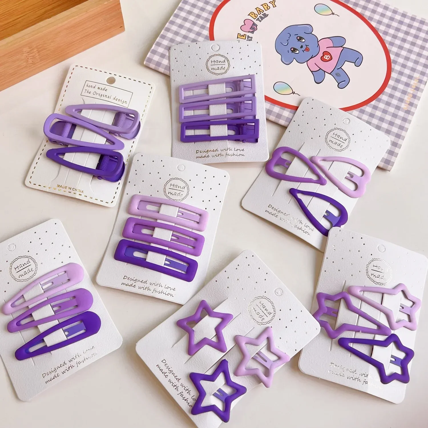 Clips BB morados estrella – Pinzas para el cabello niña - imagen 3