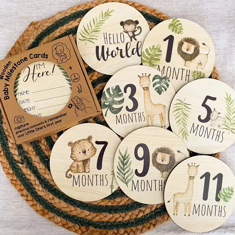 Tarjetas de hito mensual madera para recién nacidos fotografía - imagen 3