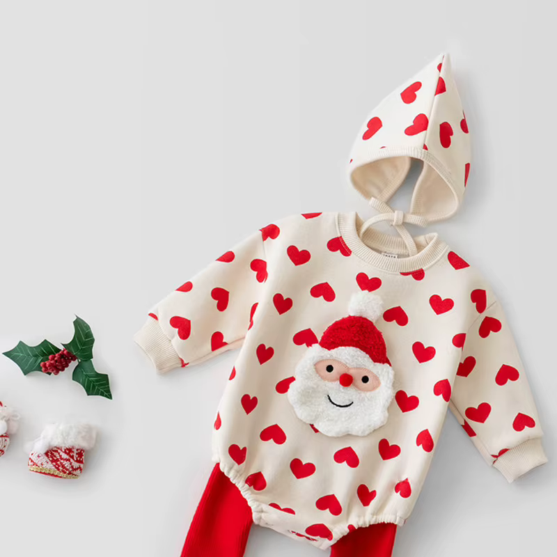 Milangel Body navideño de Papá Noel para bebé con gorro - imagen 4