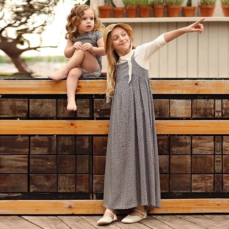 Vestido floral niña verano – Mameluco algodón a juego madre e hija