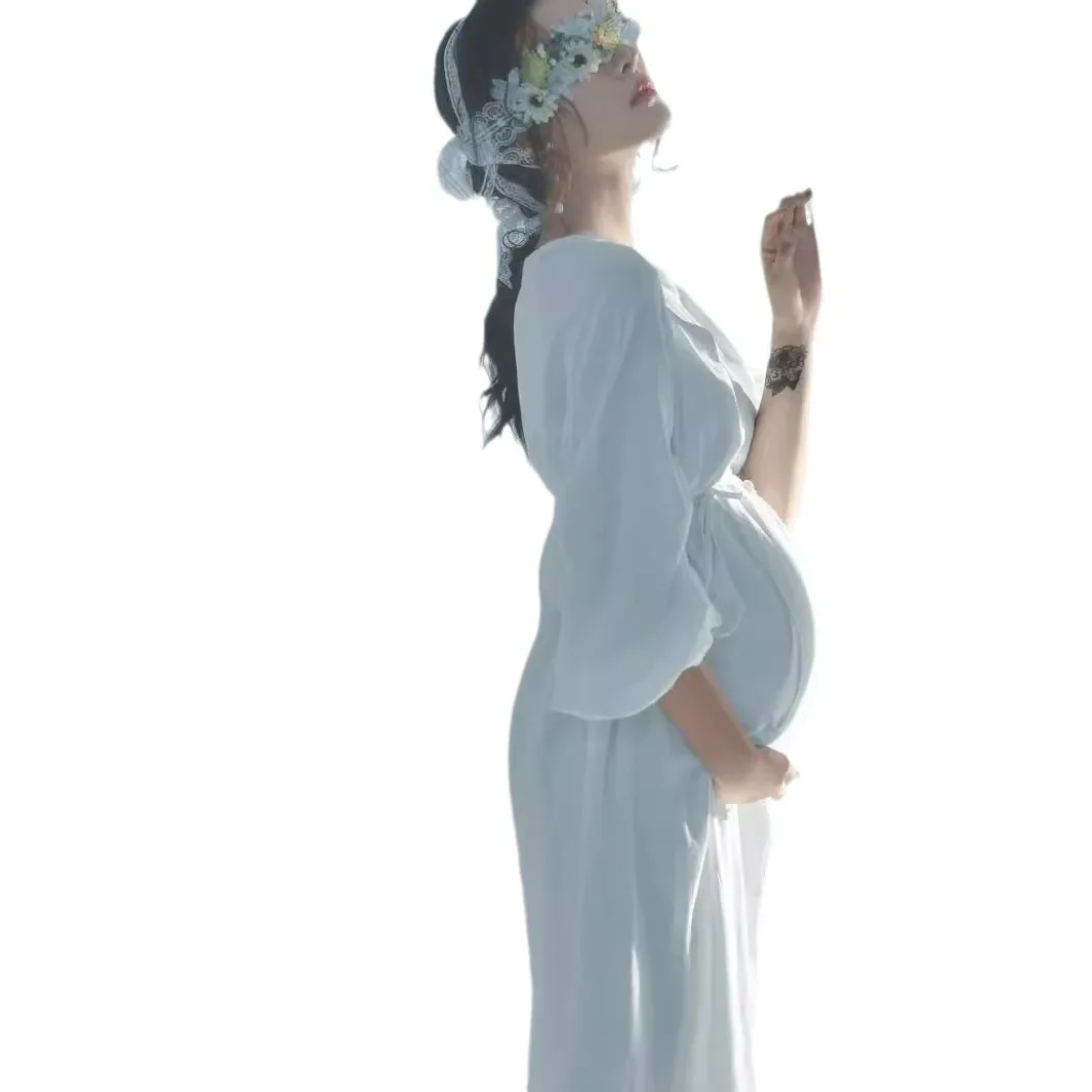 Vestido maternidad algodón largo para fotos de embarazo