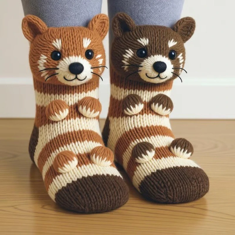 Calcetines de animales 3D cálidos para otoño e invierno