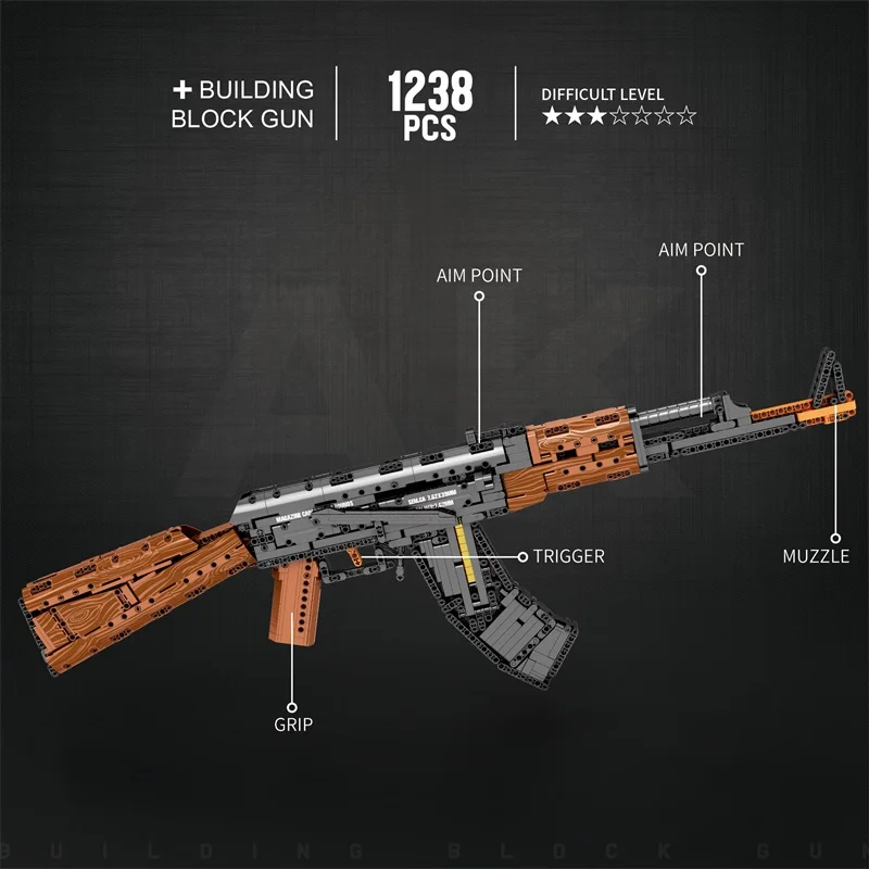 Bloques de construcción rifle AK47 para niños – Juguete militar DIY - imagen 2