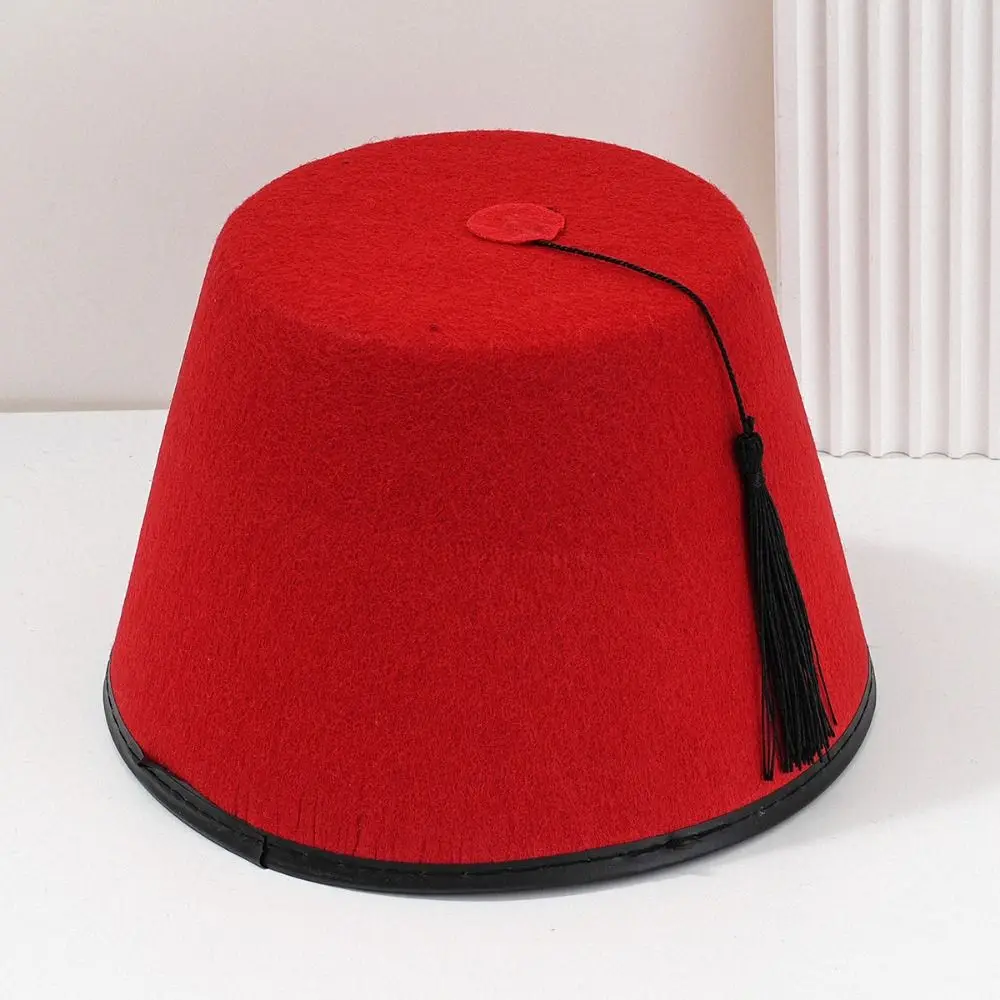 Gorro fez redondo de fieltro transpirable con borlas para disfraz - imagen 2