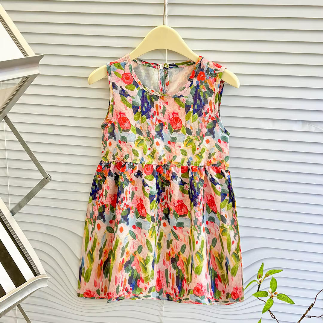 Vestido de princesa con estampado floral para niñas – Verano - imagen 3