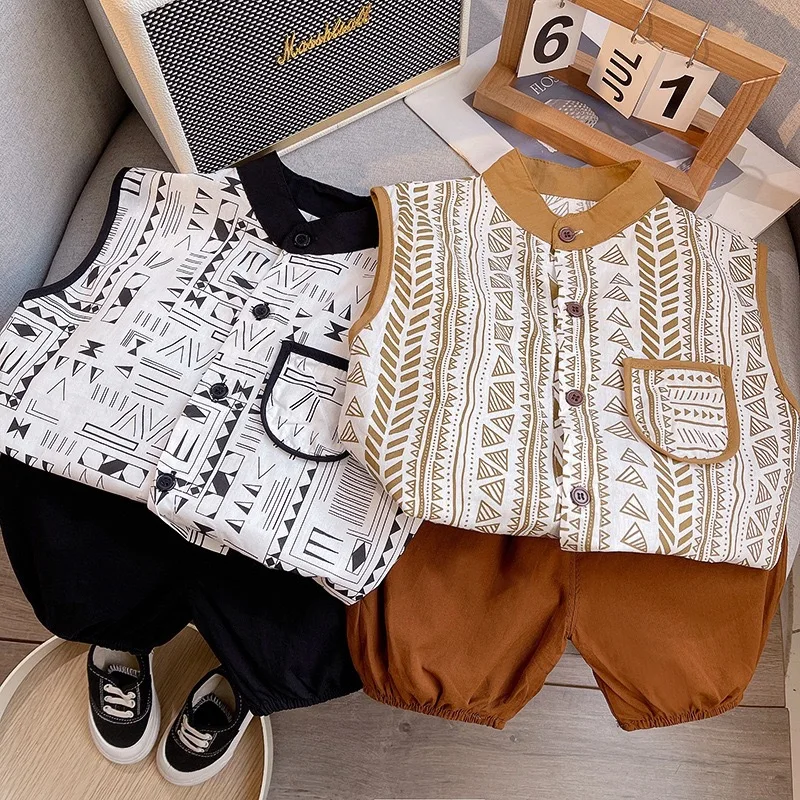Conjunto de verano para bebé con chaleco y pantalones cortos - imagen 5