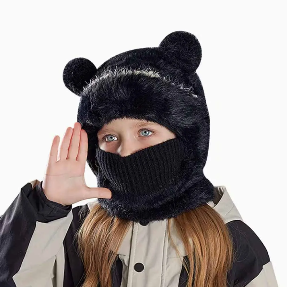 Gorro polar con orejas de oso y calentador de cuello para niña – Felpa suave - imagen 2