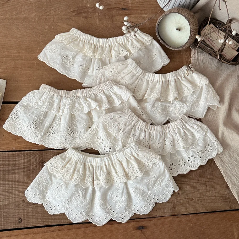 Falda de verano con volumen para bebé y flores bordadas - imagen 3