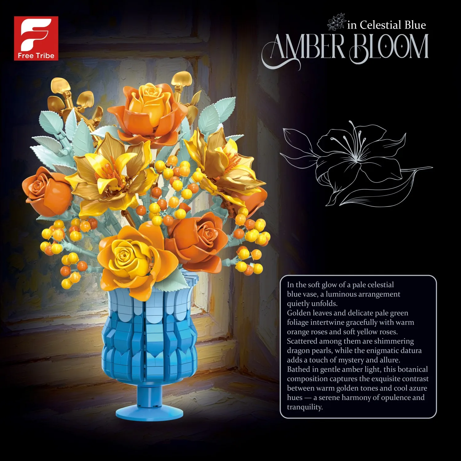 Set de construcción de vaso con flores, regalo educativo