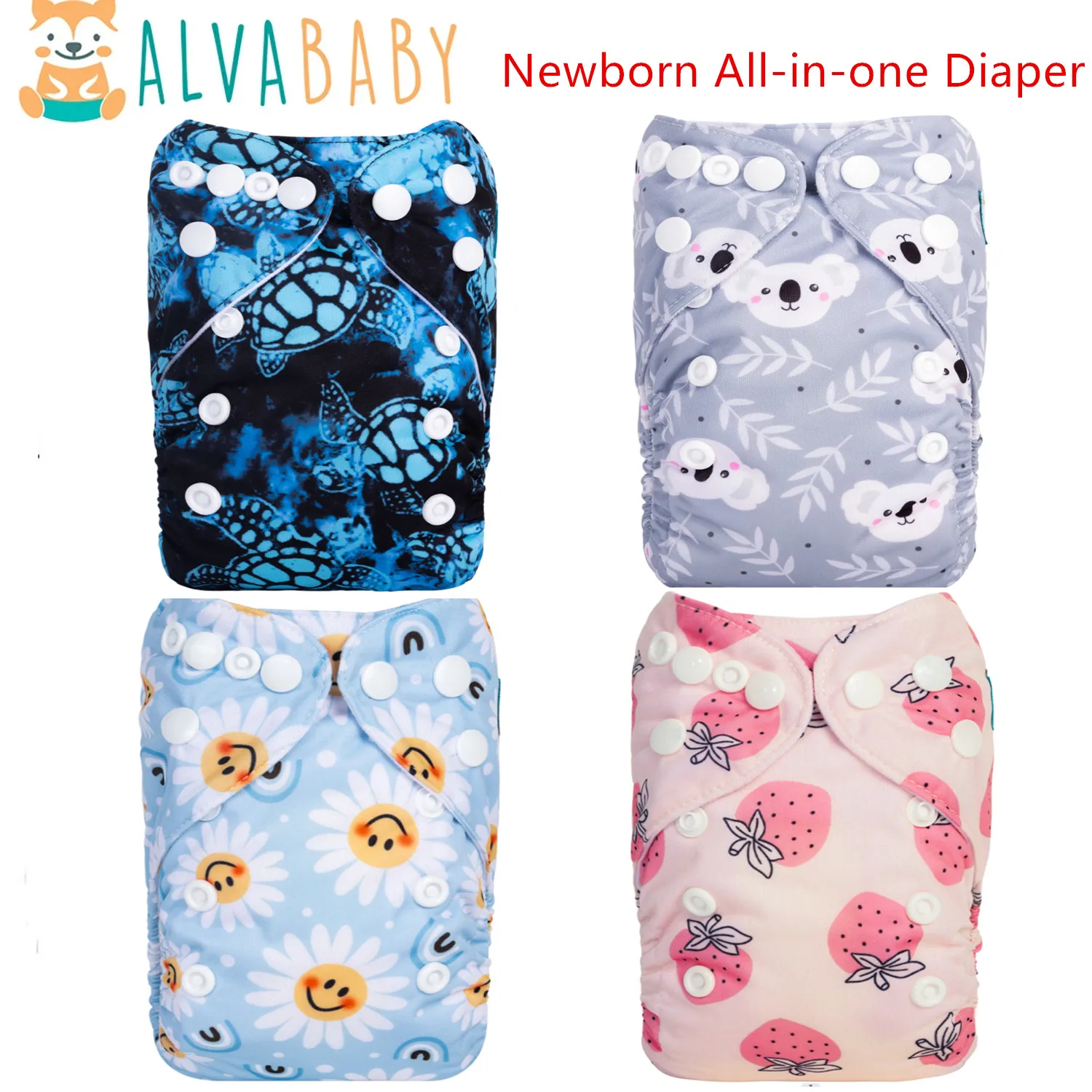 ALVABABY Pañal de tela con inserto de bambú para recién nacido - imagen 2