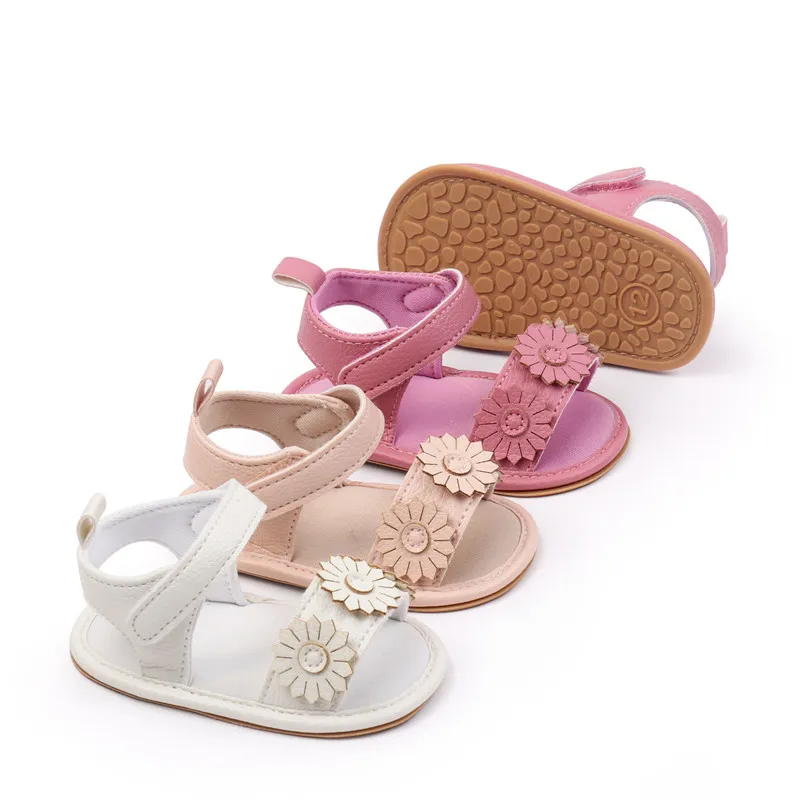 Sandalias transpirables para bebés rosas y blancas