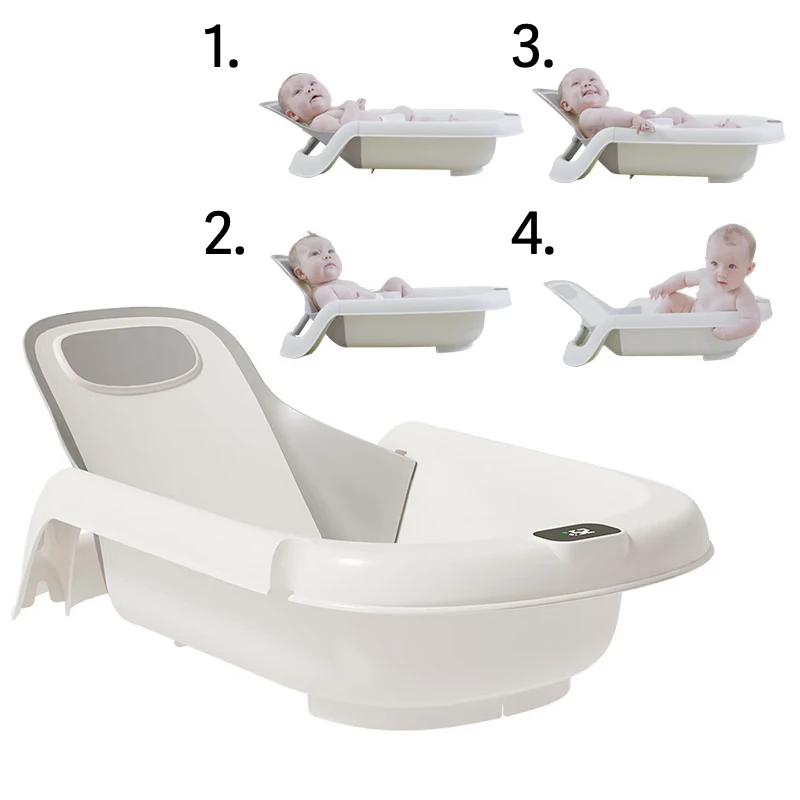 Bañera de bebé plegable con asiento reclinable antideslizante - imagen 3