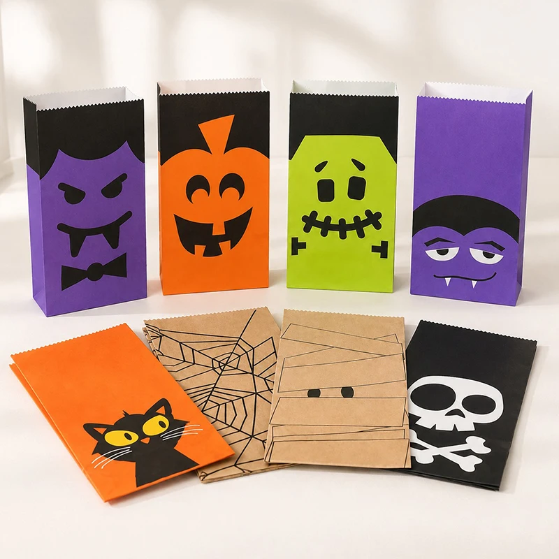 Diseños de Halloween en bolsas de papel