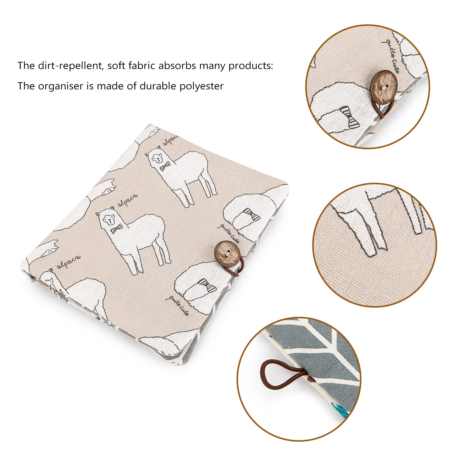 Detalle del material impermeable y cierre seguro