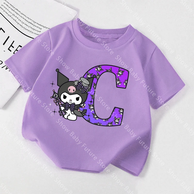 Camiseta Kuromi morada para niña, manga corta de verano - imagen 3