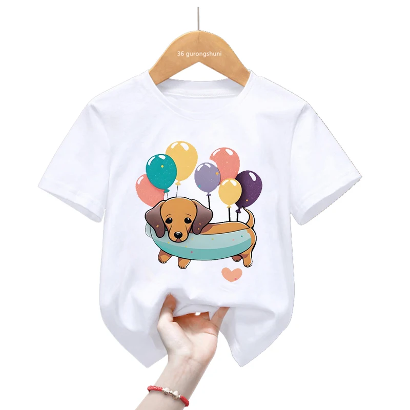 Camiseta divertida con perro salchicha kawaii para niños – Verano - imagen 3